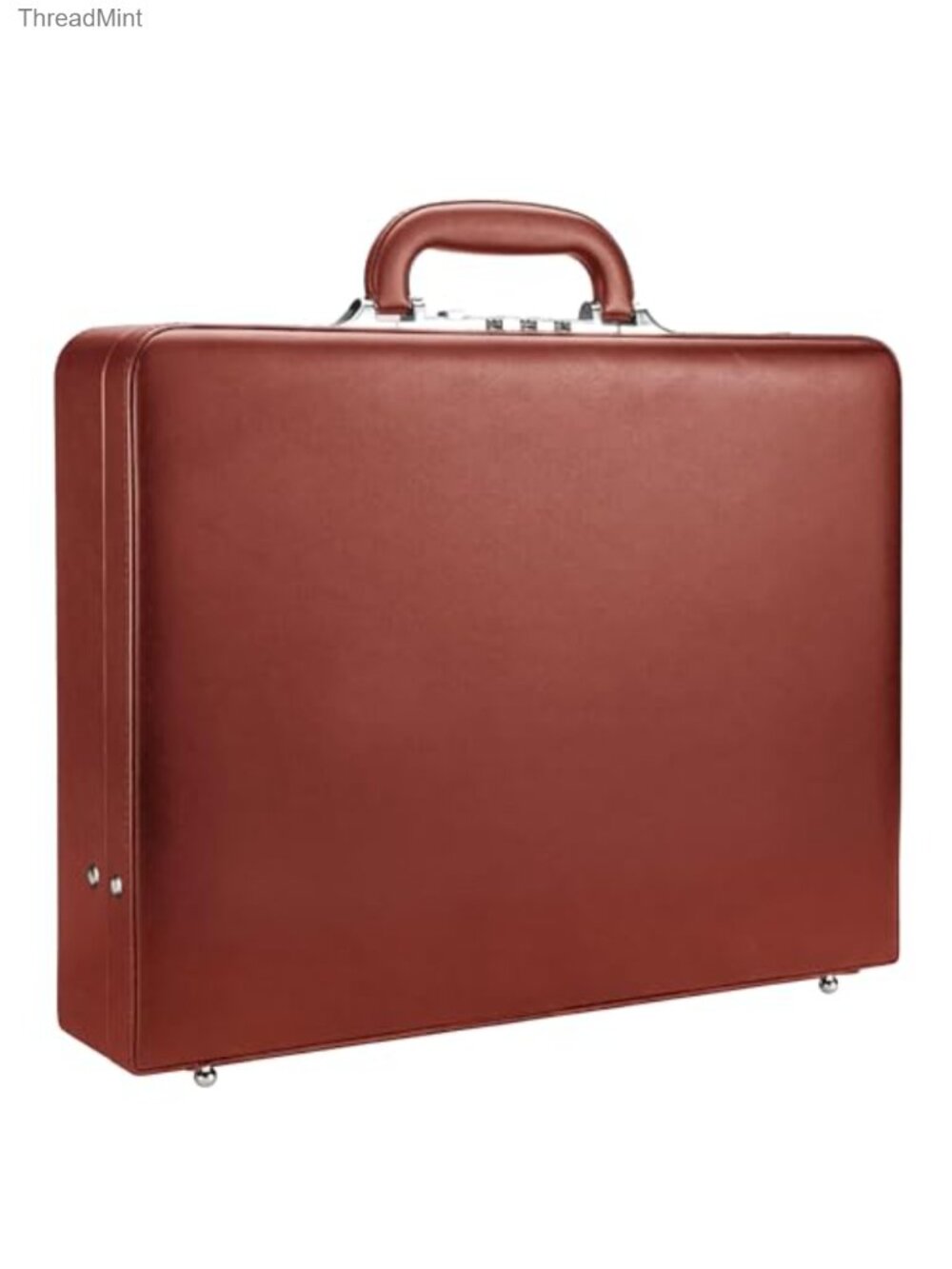 Men's Leather Briefcase with Combination Lock Hard Shell Laptop Attache